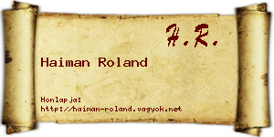Haiman Roland névjegykártya
